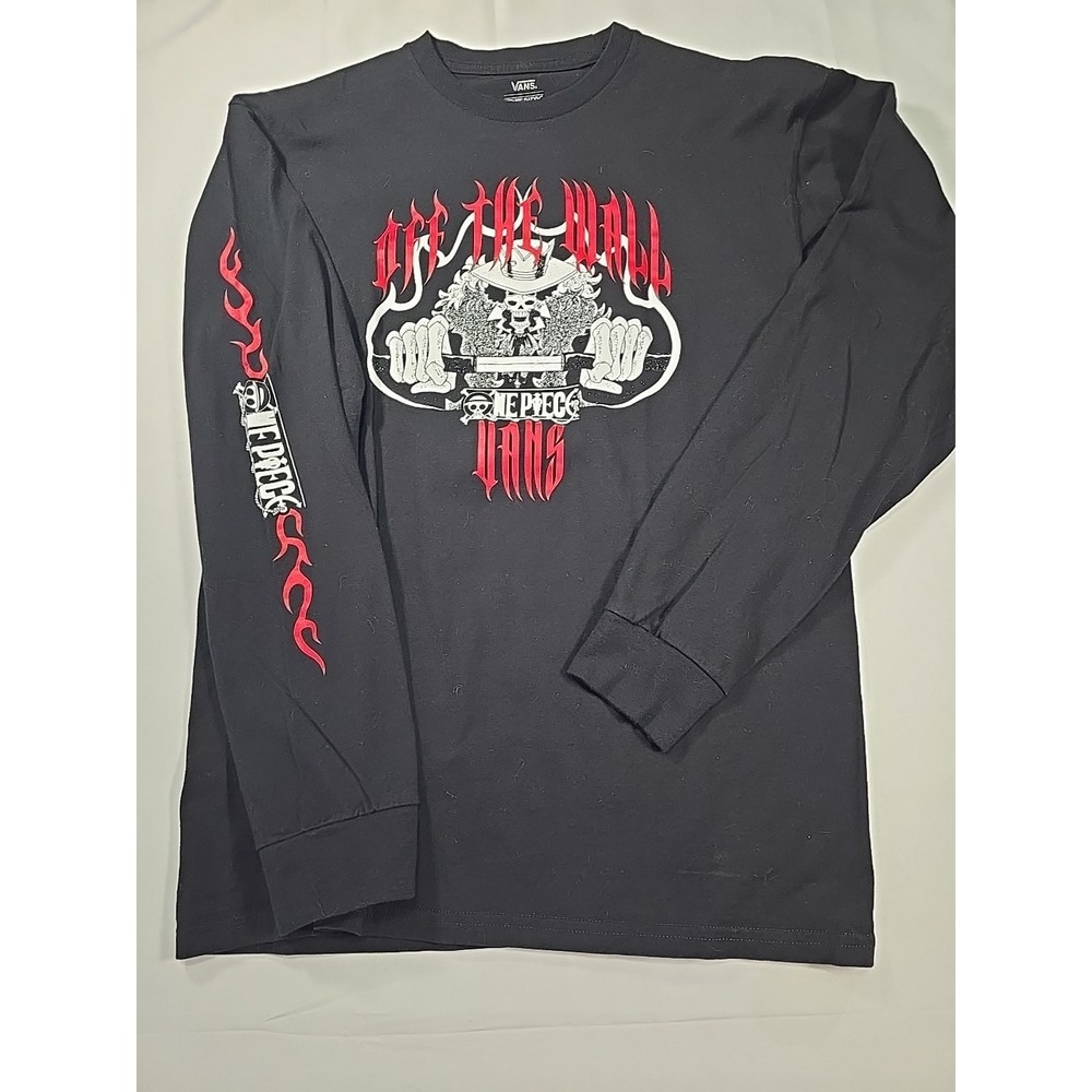 Vans Skull Flame Graphic Long Sleeve T-Shirt Men's Medium Skater Y2K